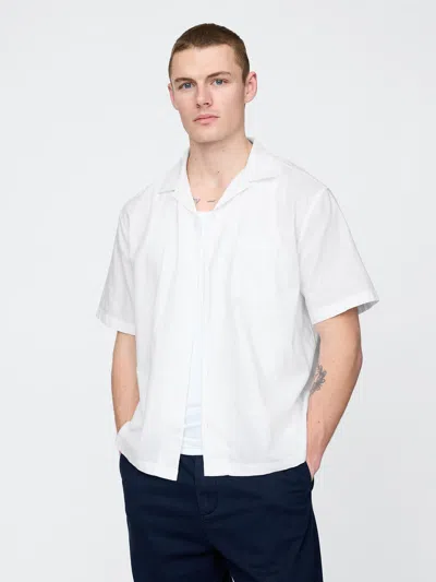 Gap Linen-cotton Shirt In Optic White