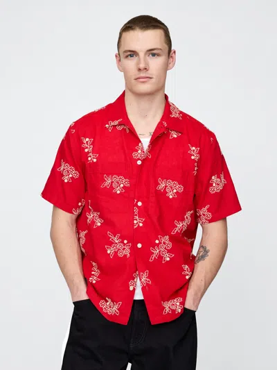 Gap Linen-cotton Shirt In Red Floral