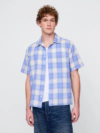 Gap Linen-cotton Shirt In Shirting Blue