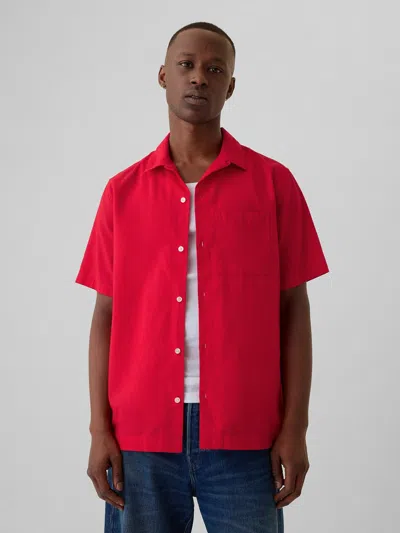 Gap Linen-cotton Shirt In Slipper Red