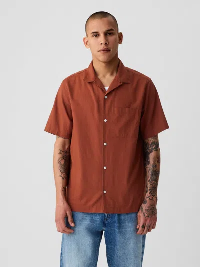 Gap Linen-cotton Shirt In Smoked Paprika
