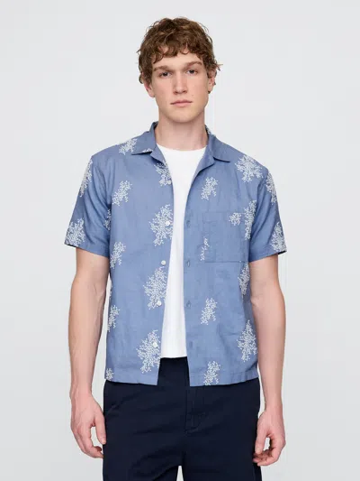 Gap Linen-cotton Shirt In Soft Cornflower