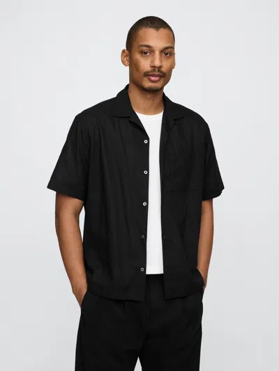 Gap Linen-cotton Shirt In Ss Linen:trublack