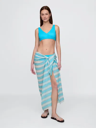 Gap Linen-cotton Striped Sarong In Blue Stripe