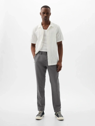 Gap Linen-cotton Trousers In Slim Fit In Grey