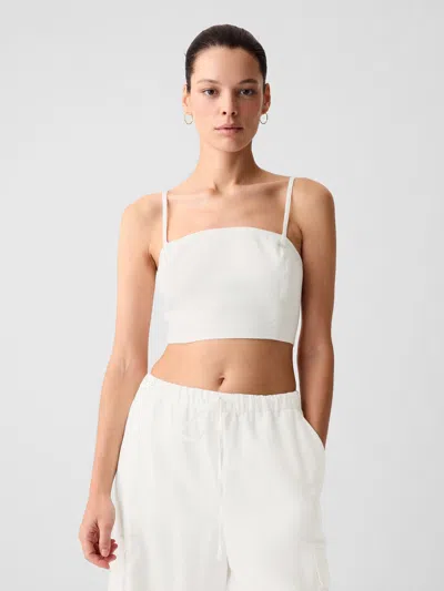 Gap Linen-cotton Ultra Cropped Cami In Off White