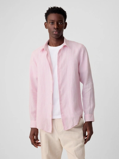 Gap Linen Shirt In Pink Stripe
