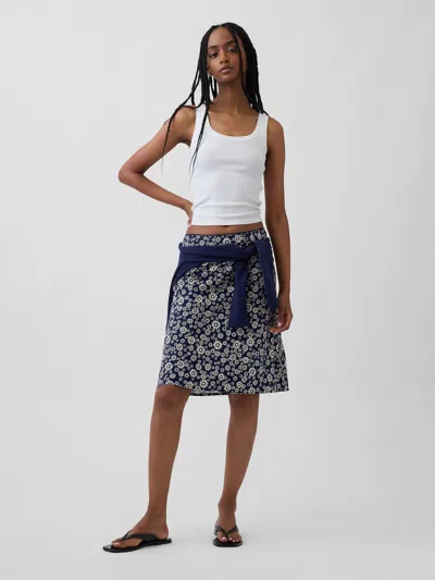 Gap Linen-blend Bias-cut Skirt In Blue