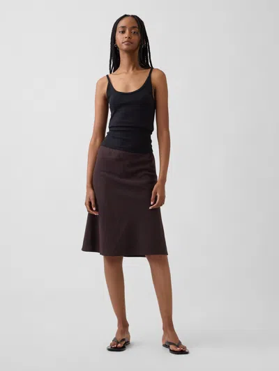 Gap Linen-blend Bias-cut Skirt In Brown
