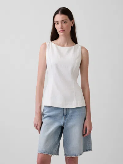 Gap Linen-blend Boatneck Top In White