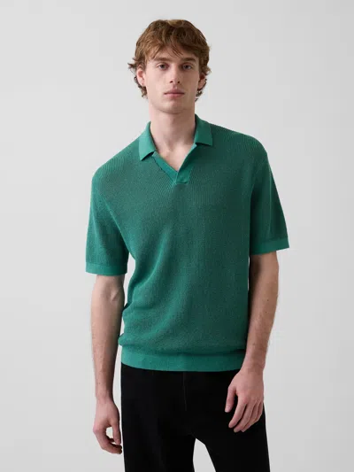 Gap Linen-blend Camp Polo Shirt Sweater Shirt