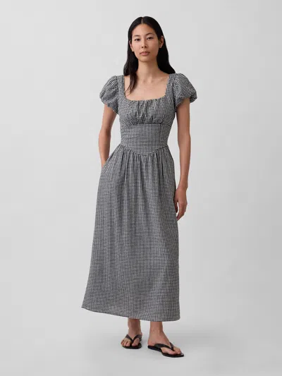 Gap Linen-blend Drop-waist Maxi Dress In Black