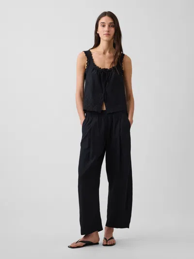 Gap Linen-blend Easy Barrel Pants In Black