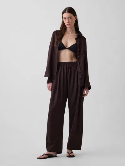 Gap Linen-blend Easy Barrel Pants In Brown
