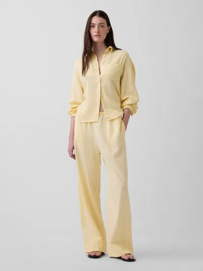 Gap Linen-blend Easy Wide-leg Pants In Yellow