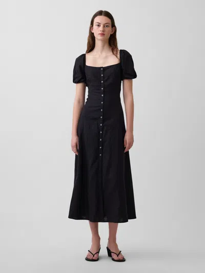 Gap Linen-blend Empire Waist Maxi Dress In Black