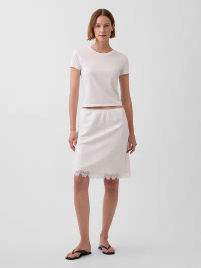 Gap Linen-blend Lace-trim Mini Skirt In White