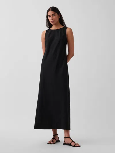 Gap Linen-blend Maxi Shift Dress In Black