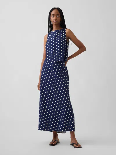 Gap Linen-blend Maxi Slip Skirt In Blue