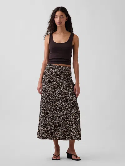 Gap Linen-blend Maxi Slip Skirt In Animal Print