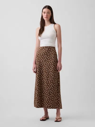 Gap Linen-blend Maxi Slip Skirt In Brown