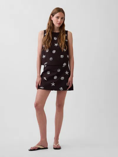 Gap Linen-blend Mini Skort In Black