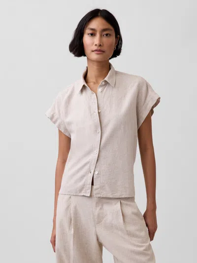 Gap Linen-blend Oversized Shirt In Sand