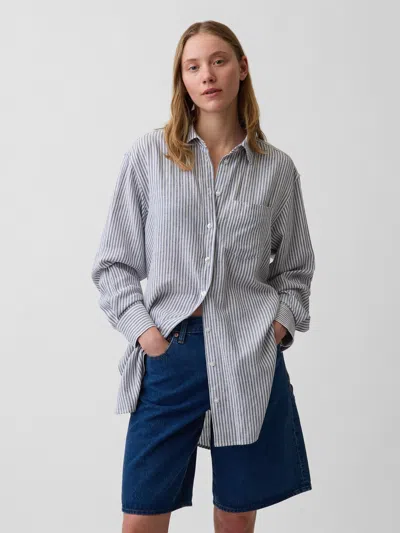 Gap Linen-blend Oversized Tunic Shirt In Multi