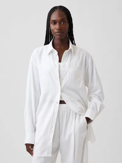 Gap Linen-blend Oversized Tunic Shirt In White
