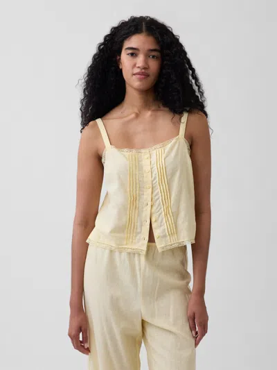 Gap Linen-blend Pintuck Crop Pj Tank Top In Yellow