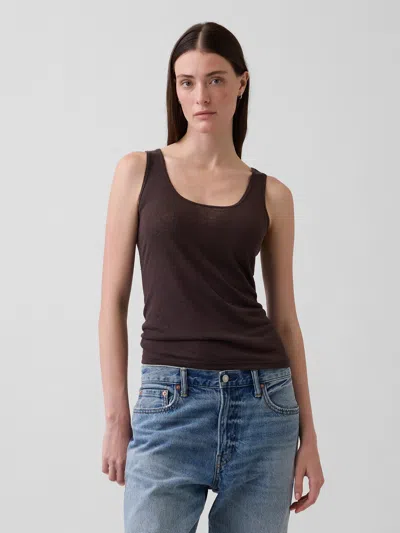 Gap Linen-blend Tank Top In Brown