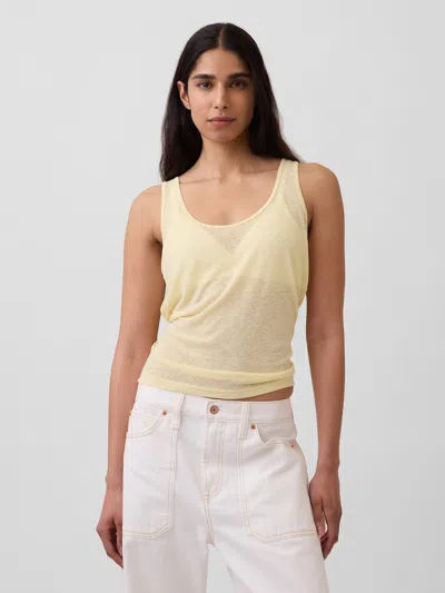 Gap Linen-blend Tank Top In Yellow