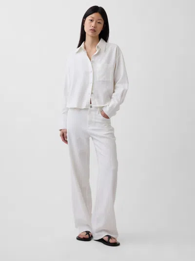Gap Linen-cotton Wide-leg Pants In White