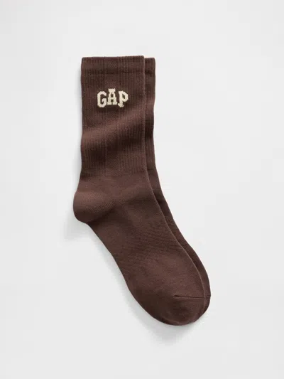 Gap Logo Athletic Crew Socks In Brown