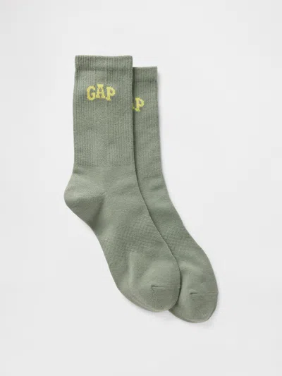 Gap Logo Athletic Crew Socks In Gasoline Green 103