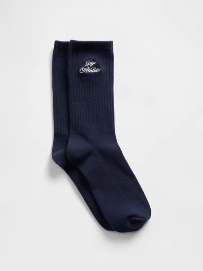 Gap Logo Crew Socks In Navy