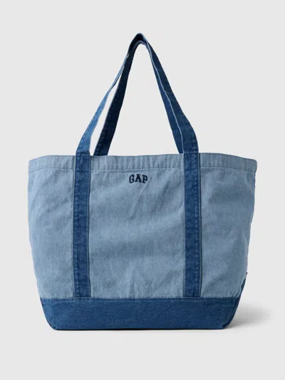 Gap Logo Denim Strap Tote Bag In Blue Denim