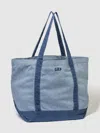 Gap Logo Denim Strap Tote Bag In Blue Denim