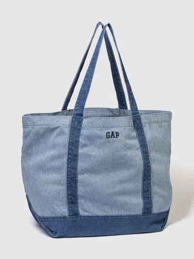 Gap Logo Denim Strap Tote Bag In Blue Denim
