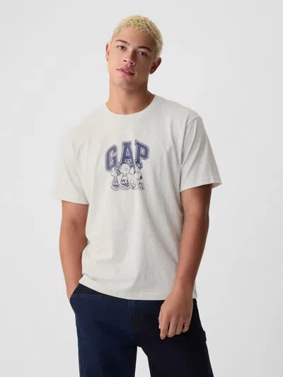 Gap Logo Peanuts Graphic T-shirt In Pale Heather Grey