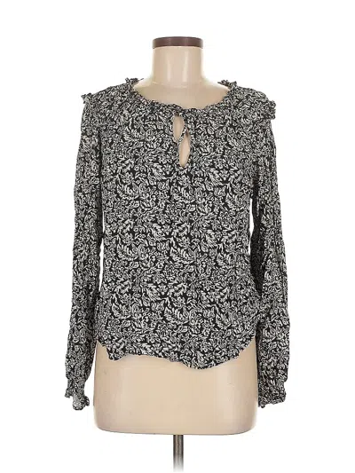 Pre-owned Gap Long Sleeve Blouse In Black