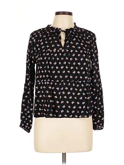 Pre-owned Gap Long Sleeve Blouse In Black