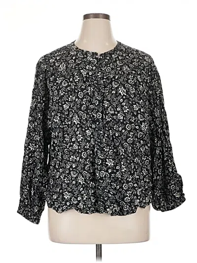 Pre-owned Gap Long Sleeve Blouse In Black