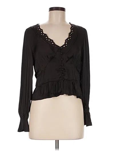 Pre-owned Gap Long Sleeve Blouse In Black