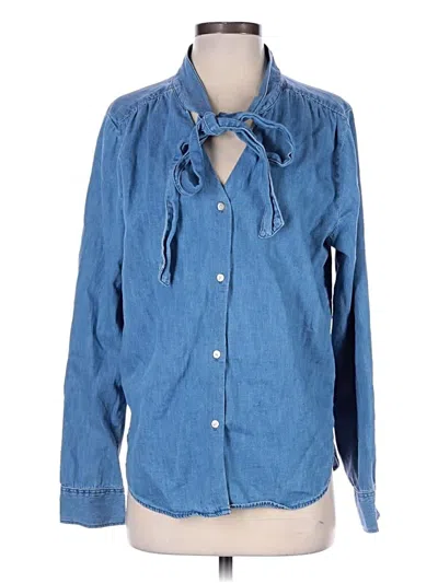 Pre-owned Gap Long Sleeve Blouse In Blue