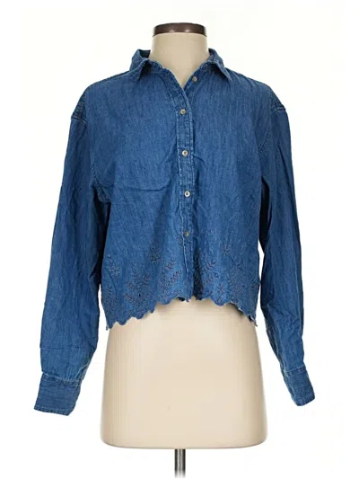 Pre-owned Gap Long Sleeve Blouse In Blue