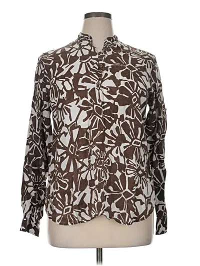 Pre-owned Gap Long Sleeve Blouse In Brown