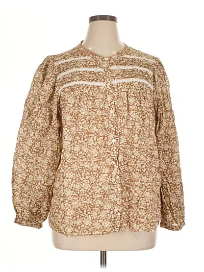 Pre-owned Gap Long Sleeve Blouse In Brown