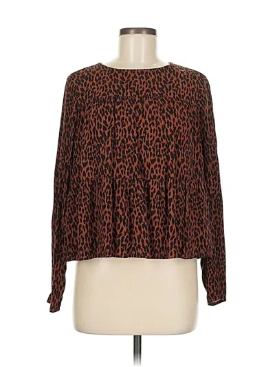 Pre-owned Gap Long Sleeve Blouse In Brown