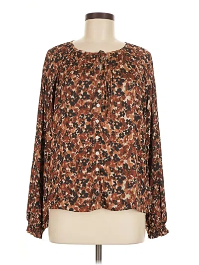 Pre-owned Gap Long Sleeve Blouse In Brown